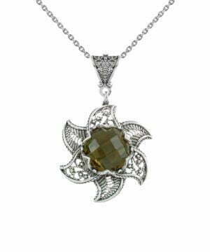 Sterling Silver Lotus Flower Pendant With Alexandrite Gemstones