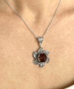 Sterling Silver Lotus Flower Pendant With Alexandrite Gemstones 1