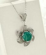 Sterling Silver Filigree Lotus Flower Pendant With Amazonite Gemstones 3
