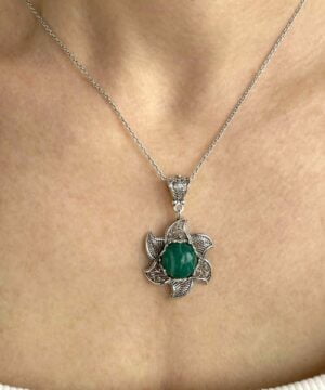 Sterling Silver Filigree Lotus Flower Pendant With Amazonite Gemstones 1