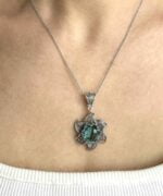 Sterling Silver Filigree Lotus Flower Pendant Blue Topaz Gemstones 3