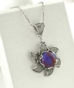 Sterling Silver Lotus Flower Pendant With Mojave Turquoise Gemstones 3
