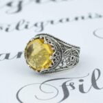 Sterling Silver Cocktail Ring Filigree Crown Design Citrine Gemstone 3