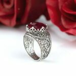 Sterling Silver Ring Filigree Crown Design Ruby Corundum Gemstone 3