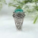 Sterling Silver Cocktail Ring Filigree Crown Design Amazonite Gemstone 3