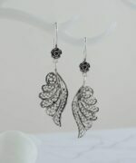 Silver Angel Wings Filigree Art Dangle Earrings For Women2