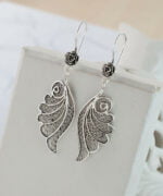 Silver Angel Wings Filigree Art Dangle Earrings For Women3