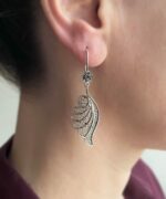 Silver Angel Wings Filigree Art Dangle Earrings For Women1