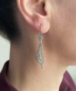 Silver Filigree Art Twisted Design Dangle Drop Earrings1