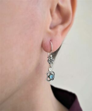 Silver Dangle Earrings Filigree Apple Design Gemstone For Women1