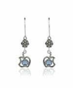 Silver Dangle Earrings Filigree Apple Design Gemstone For Women