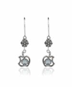 Silver Dangle Earrings Filigree Apple Design Gemstone For Women4