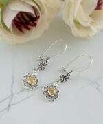 Sterling Silver Filigree Art Daisy Figured Gemstone Women Dangle2