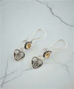 Sterling Silver Dangle Earrings Filigree Art Heart Shaped Gemstone2