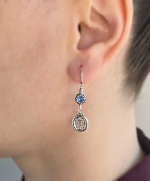 Sterling Silver Filigree Art Gemstone Women Dangle Earrings1