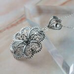 Filigree Art Heart to Heart Design Women Silver Pendant Necklace2