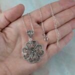 Filigree Art Heart to Heart Design Women Silver Pendant Necklace1