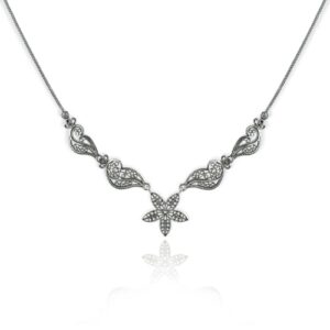 Sterling Silver Princess Filigree Art Necklace for Women