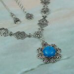 Silver Choker Necklace Filigree Turquoise Gemstone2