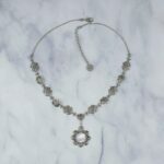 Silver Choker Necklace Filigree Mother of Pearl Gemstone2