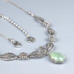 Silver Princess Necklace Aqua Chalcedony Gemstone Filigree Design3