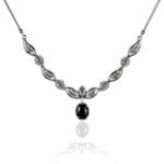 Silver Princess Necklace Black Onyx Gemstone Filigree Design