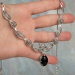 Silver Princess Necklace Black Onyx Gemstone Filigree Design4