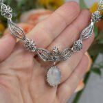 Silver Princess Necklace Gray Moonstone Gemstone Filigree Design4