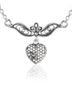 Silver Choker Necklace Filigree Art Bee On Heart Pendant1