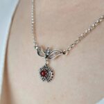 Heart to Heart Pendant Gemstone Filigree Silver Necklace2