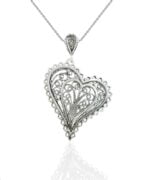 Asymmetric Heart Filigree Silver Pendant Necklace