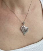 Asymmetric Heart Filigree Silver Pendant Necklace1