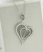 Asymmetric Heart Filigree Silver Pendant Necklace2