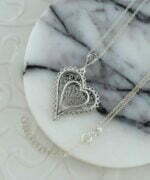 Asymmetric Heart Filigree Silver Pendant Necklace3