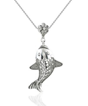 Silver Filigree Art Fish Figured Pendant Necklace