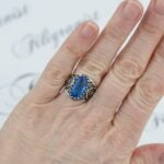 Silver Cocktail Ring Filigree Oval Blue Quartz Gemstone3