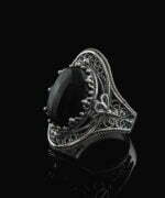 Silver Statement Ring Filigree Black Onyx Gemstone For Women2