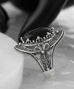 Silver Statement Ring Filigree Black Onyx Gemstone For Women3