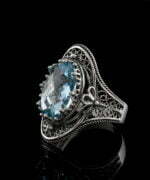 Silver Statement Ring Filigree Blue Topaz Gemstone For Women2