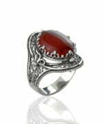 Silver Statement Ring Filigree Carnelian Gemstone For Women