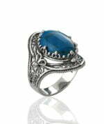 Silver Statement Ring Filigree Turquoise Gemstone For Women