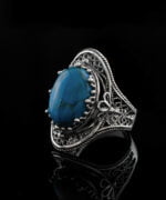 Silver Statement Ring Filigree Turquoise Gemstone For Women2