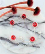 Sterling Silver Evil Eye Bracelet Scarlet 5 Beads3