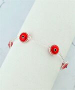 Sterling Silver Evil Eye Bracelet Scarlet 5 Beads2