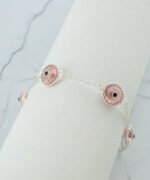 Sterling Silver Evil Eye Bracelet Pink 5 Beads2