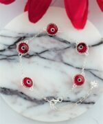 Sterling Silver Red Evil Eye Bracelet 5 Beads 3