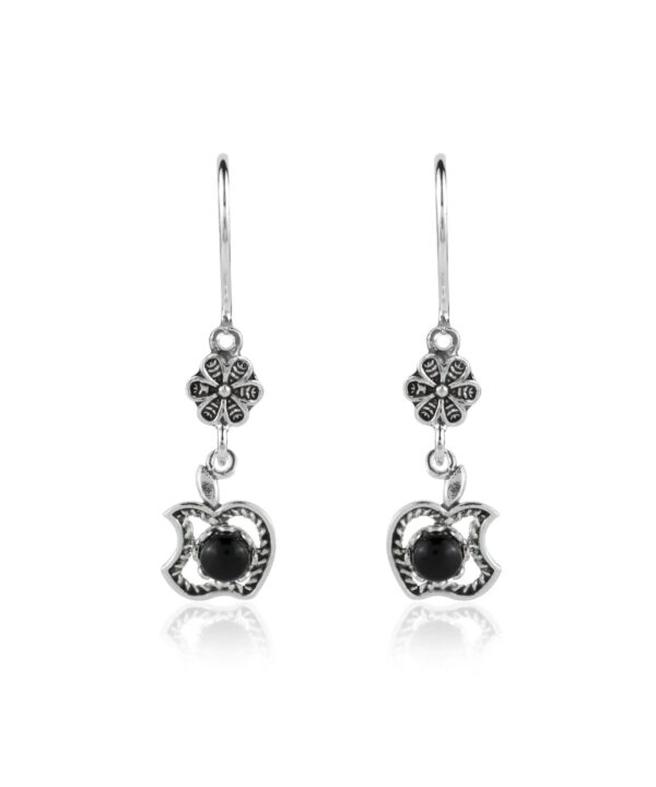 Filigree Apple Design Gemstone Women Silver Dangle Earrings1