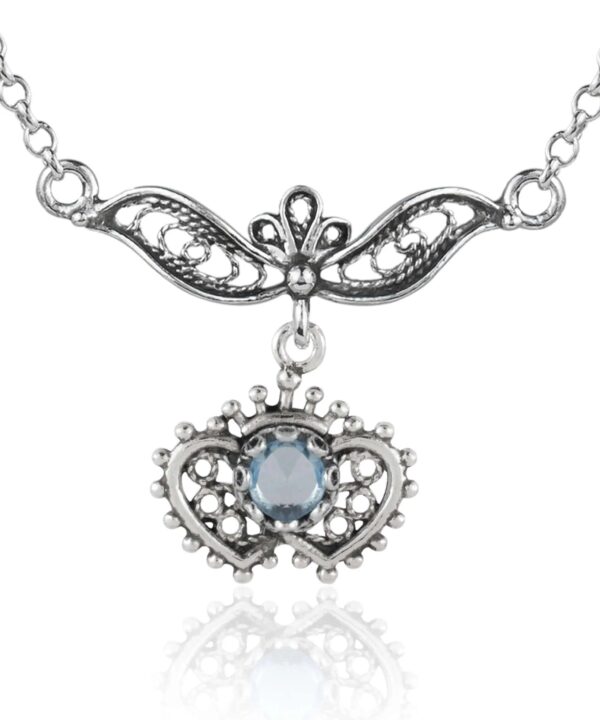 Heart to Heart Necklace Gemstone Filigree Sterling Silver5