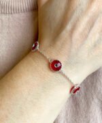 Sterling Silver Red Evil Eye Bracelet 5 Beads 1