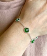 Sterling Silver Evil Eye Bracelet Mint Green 5 Beads1